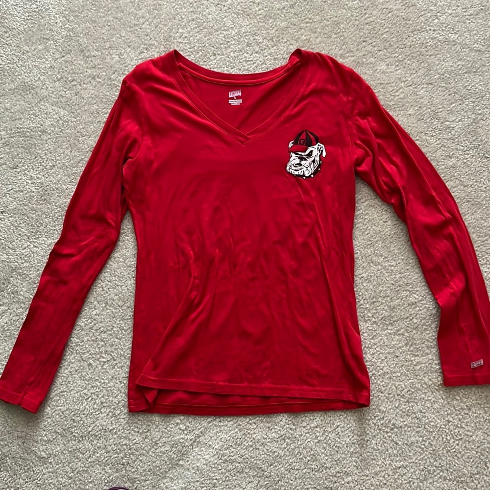 Red UGA long sleeve Bulldog shirt - Picture 2 of 5